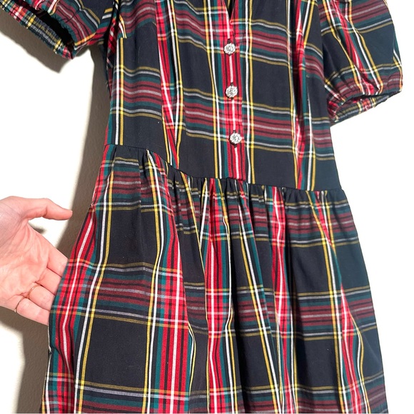 J. Crew Stewert Tartan Puff Sleeved Midi Dress - Picture 5 of 10